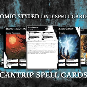 DnD-spreukkaarten | Geïllustreerde Cantrips | Dungeons and Dragons 5e | d&d Spellbook