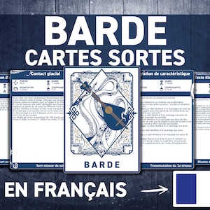 Cartes de Sorts Barde DND | Grimoire DND | Imprimables D&D | Donjons et Dragons 5e Édition | Accessoires DND
