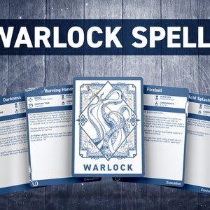 DnD Warlock-spreukkaarten | Dnd-spreukenboek | Afdrukbaar D&D | Kerkers en draken 5e | Overige accessoires
