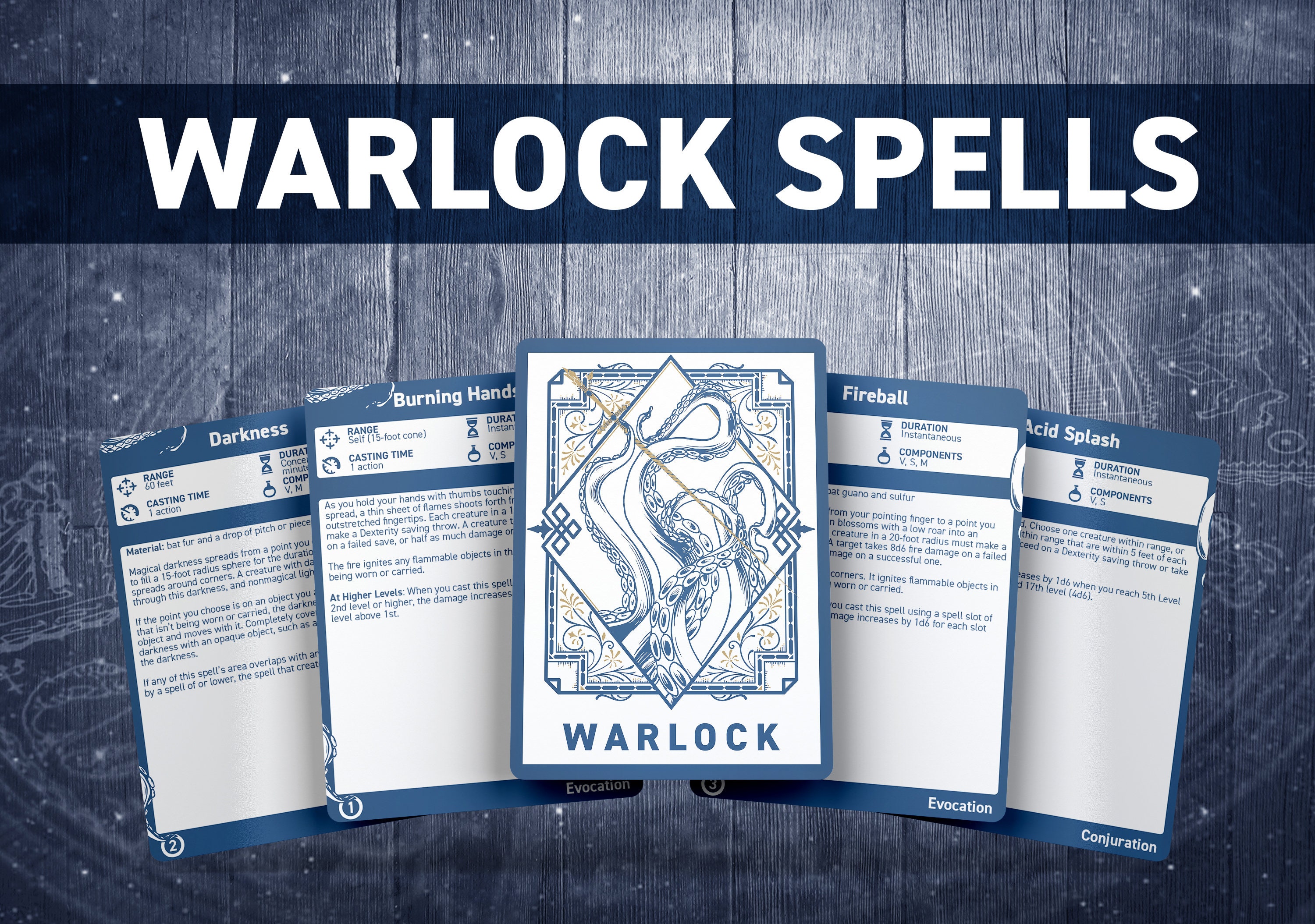 Dnd Warlock Spell Cards Dnd Spellbook D&D Printable Dungeons and