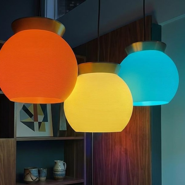 Mid Century Modern Hanging Globe Pendant Light (Plug-in) Warm Mood Light