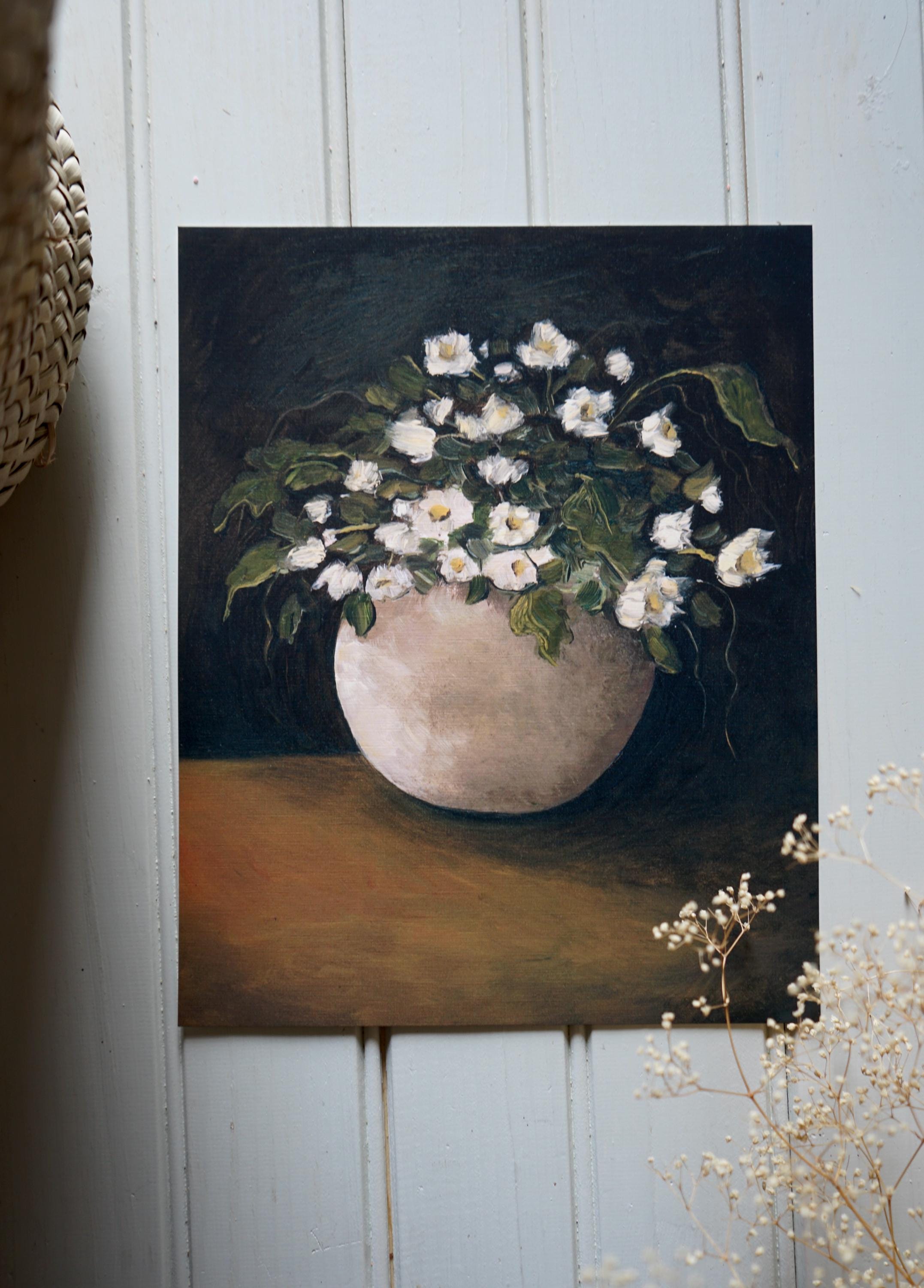 Nature morte florale - Reproduction 8 x 10 de ma peinture à l'huile originale