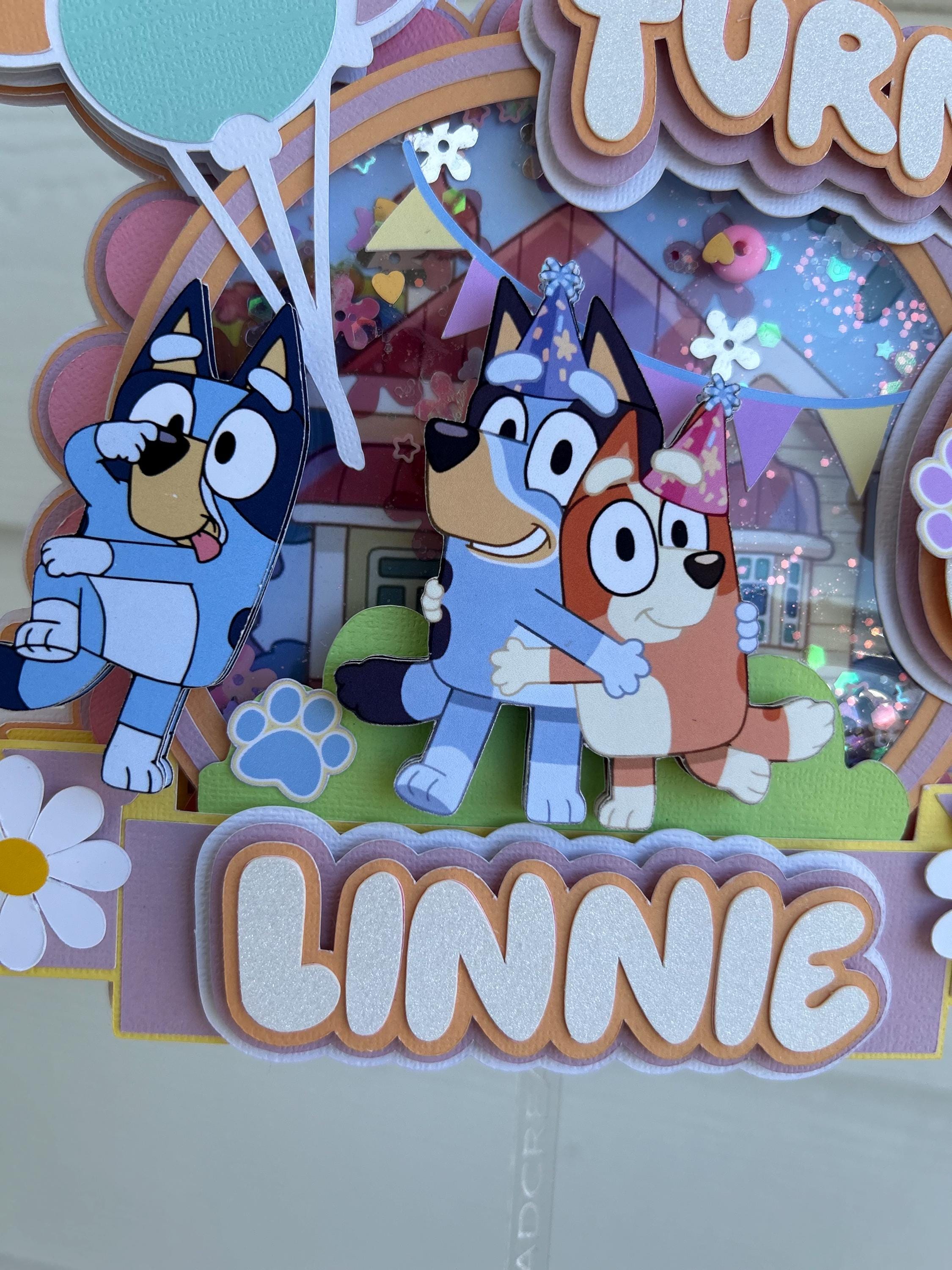 pastel bluey shaker cake topper