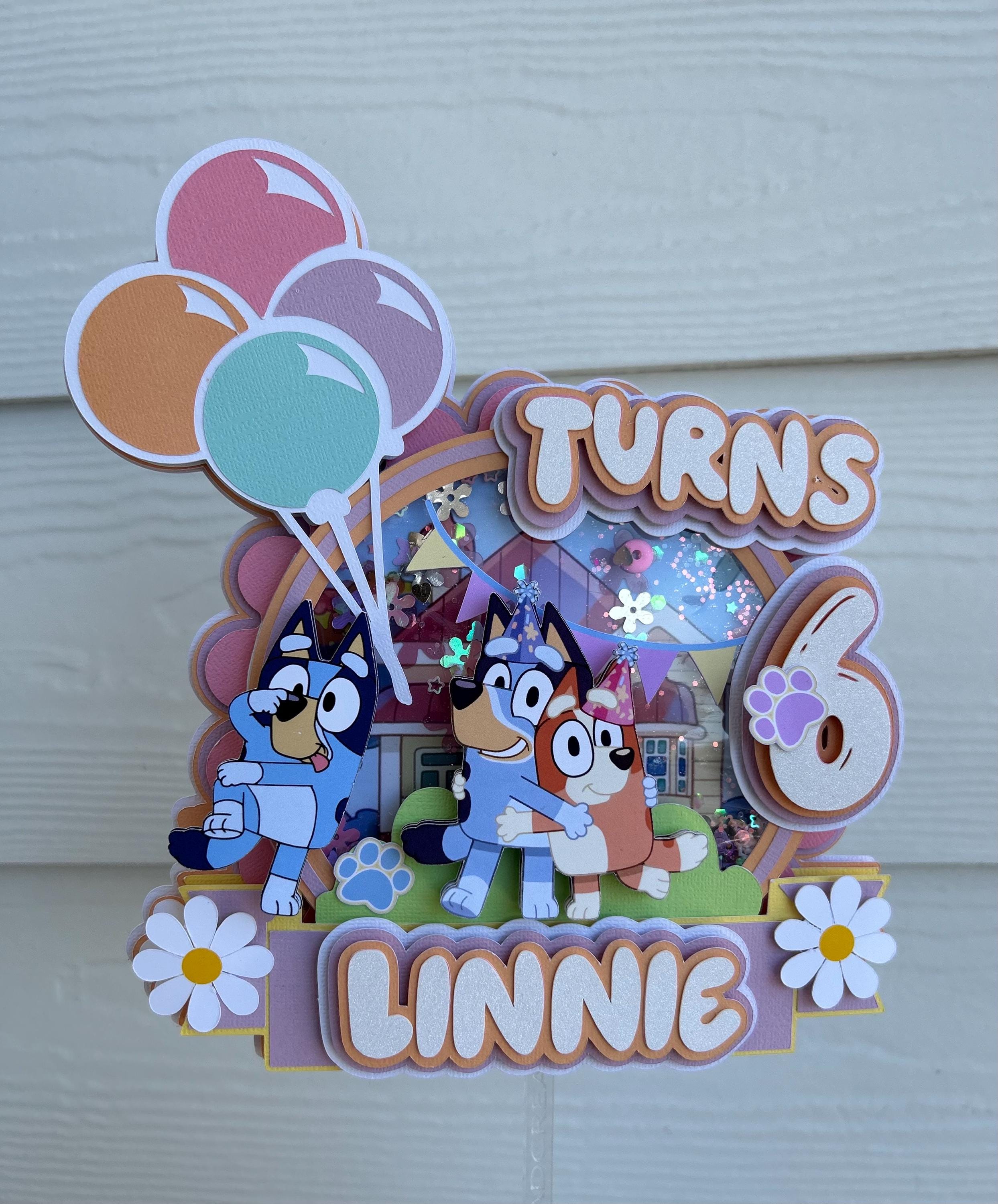 pastel bluey shaker cake topper
