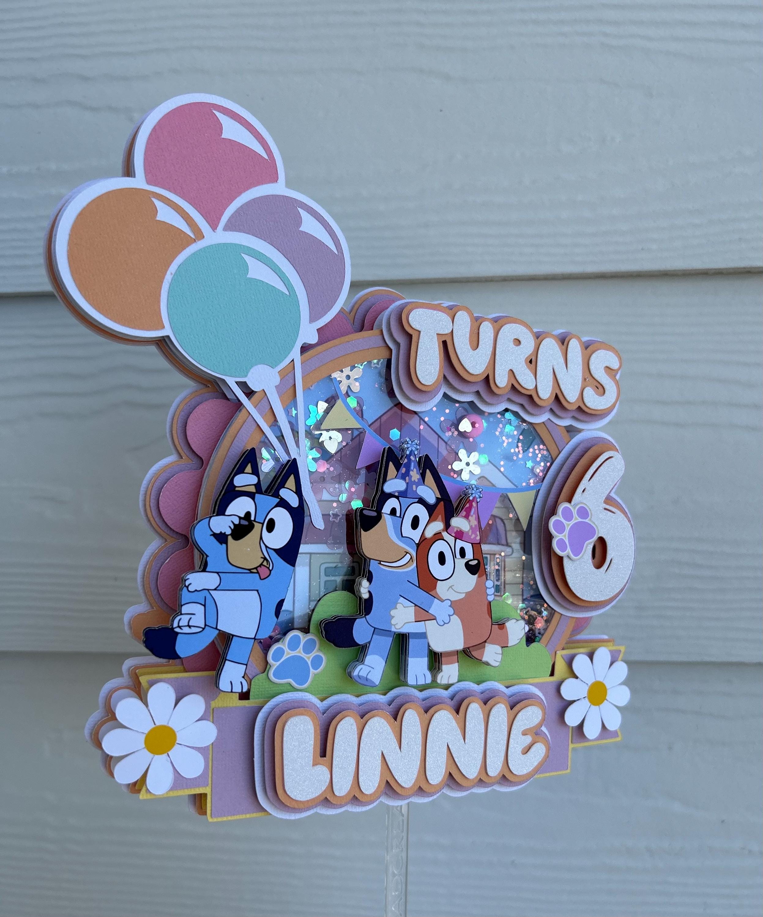 pastel bluey shaker cake topper