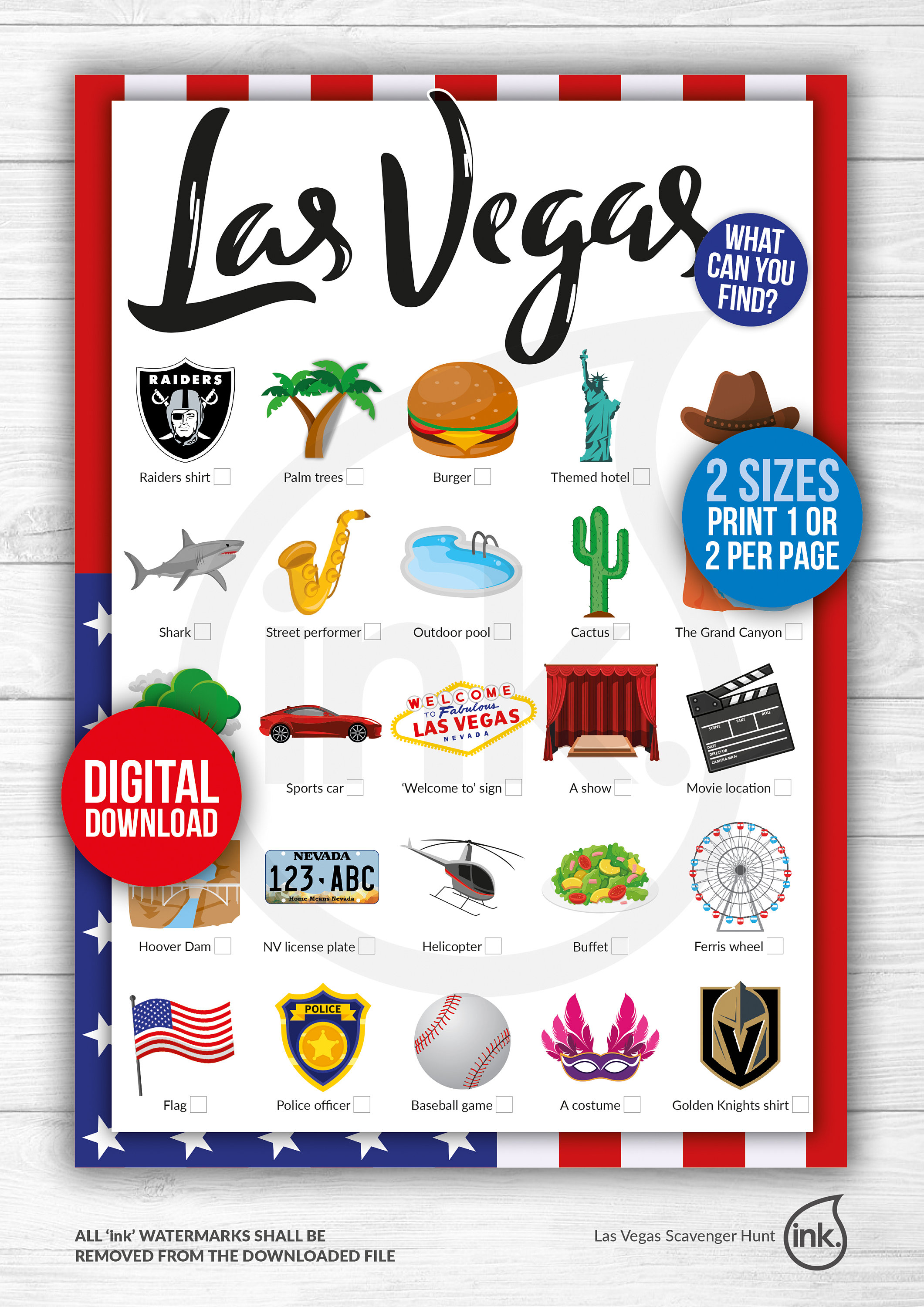 Las Vegas Scavenger Hunt or Bingo - Great for a Vacation, Field Trip, Family Days Out, School ...