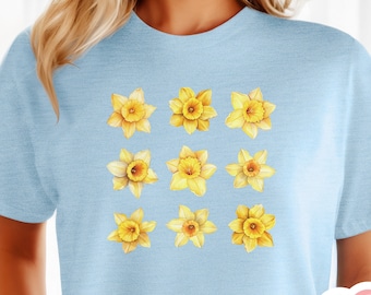 Daffodil grid t-shirt, Daffodil sweatshirt, Daffodil hoodie, Spring flower shirt, Mother's Day gift, Gift for her, Gardener shirt