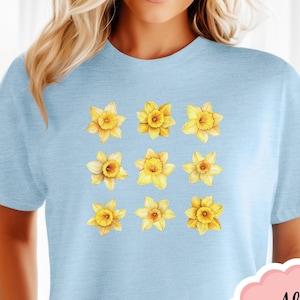 Daffodil grid t-shirt, Daffodil sweatshirt, Daffodil hoodie, Spring flower shirt, Mother&#39;s Day gift, Gift for her, Gardener shirt