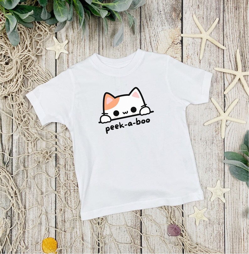 T-shirt cache-cache adorable pour bébé Adorable grenouillère en forme de chaton en calicot image 1