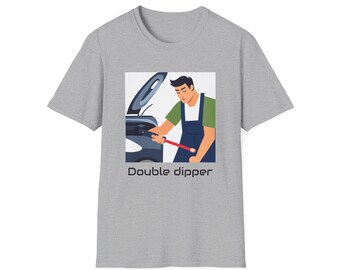 Double louche | T-shirt souple unisexe | Mécanicien, vidange d'huile, jauge, drôle, humoristique