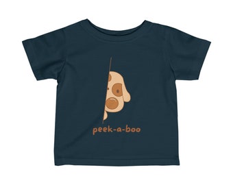 T-shirt cache-cache adorable pour bébé | T-shirt en jersey fin pour bébé | Cadeau pour bébé de style grenouillère bébé chiot mignon