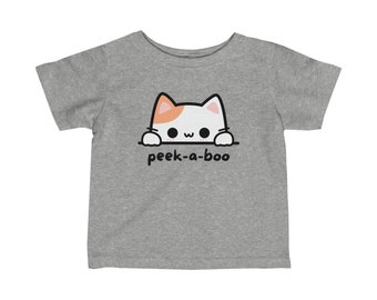 Adorabile maglietta cucù per neonati / maglietta in jersey fine per neonati / simpatico regalo per neonati in stile tutina con gattino di calicò