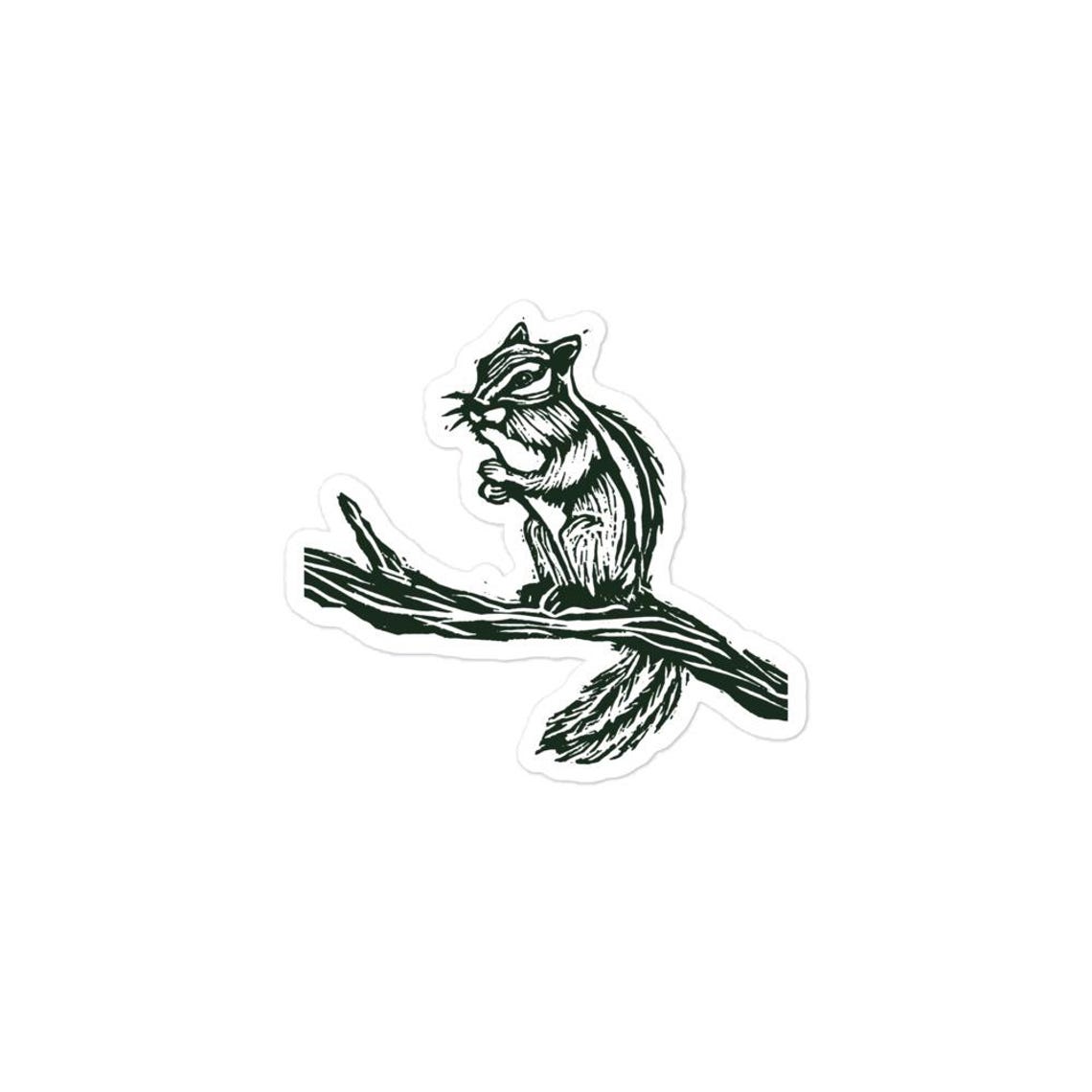 Chipmunk Sticker Chipmunk Woodcut Print Sticker - Etsy