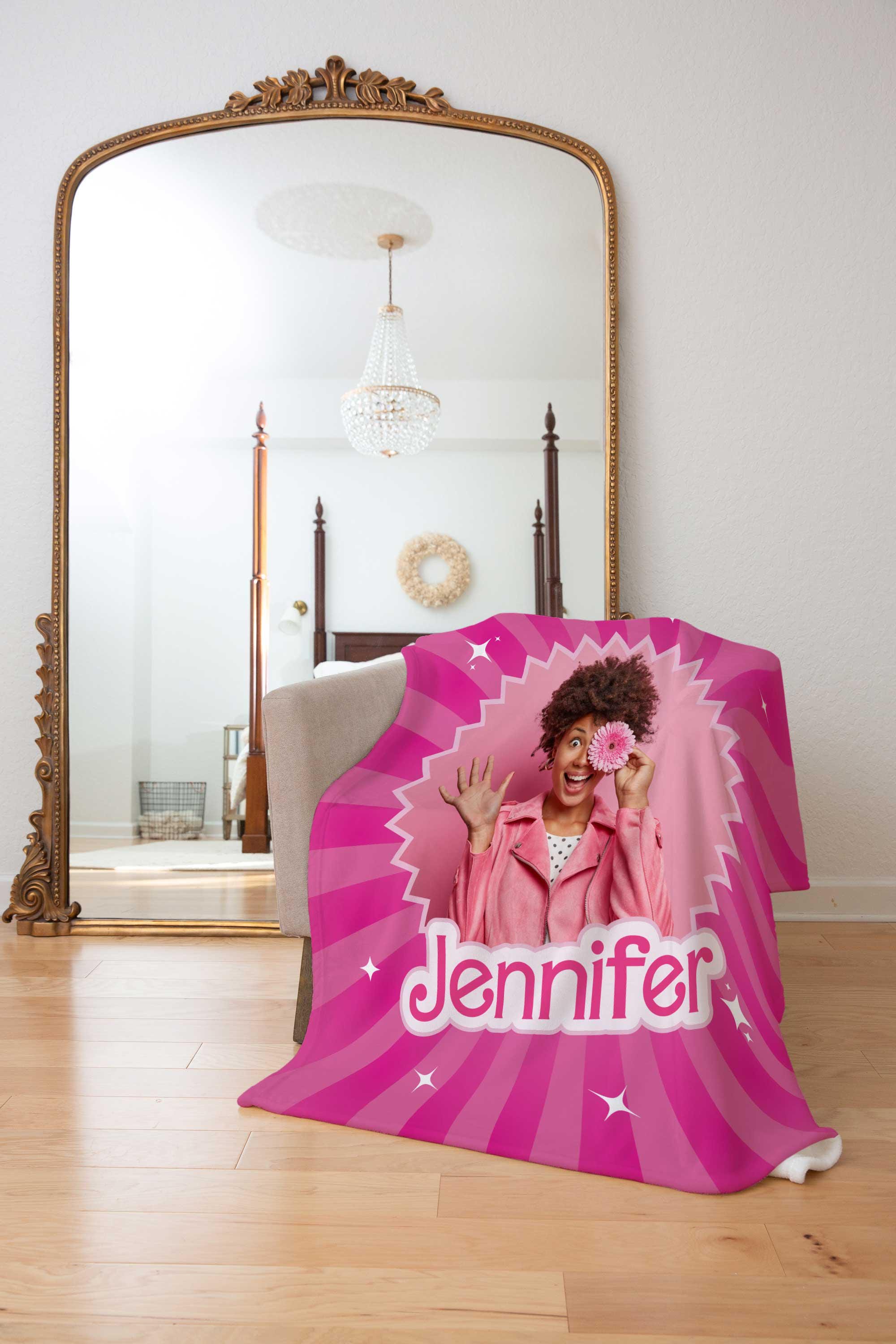 Custom Pink Kids Blanket | Blanket With a Photo | Let's Go Party Birthday Gift