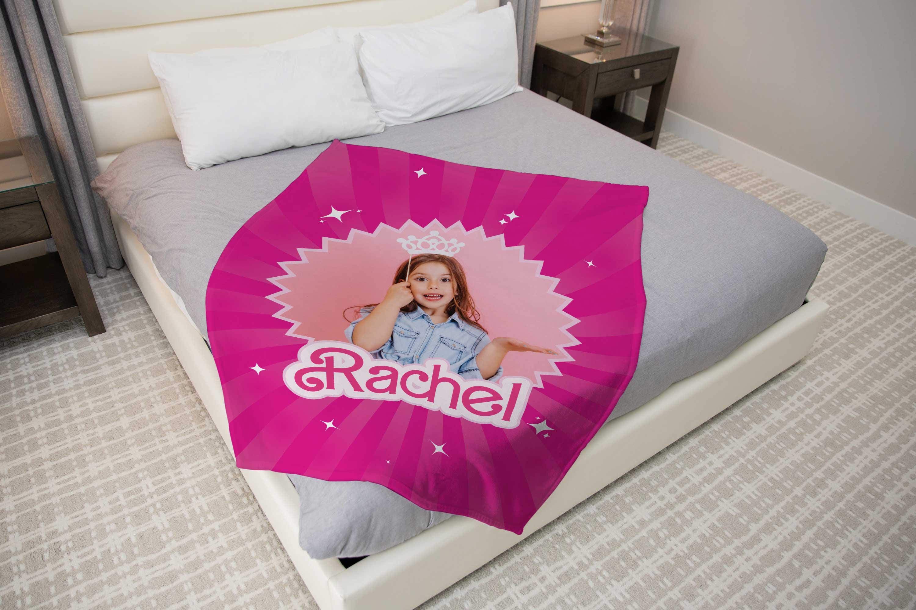 Custom Pink Kids Blanket | Blanket With a Photo | Let's Go Party Birthday Gift