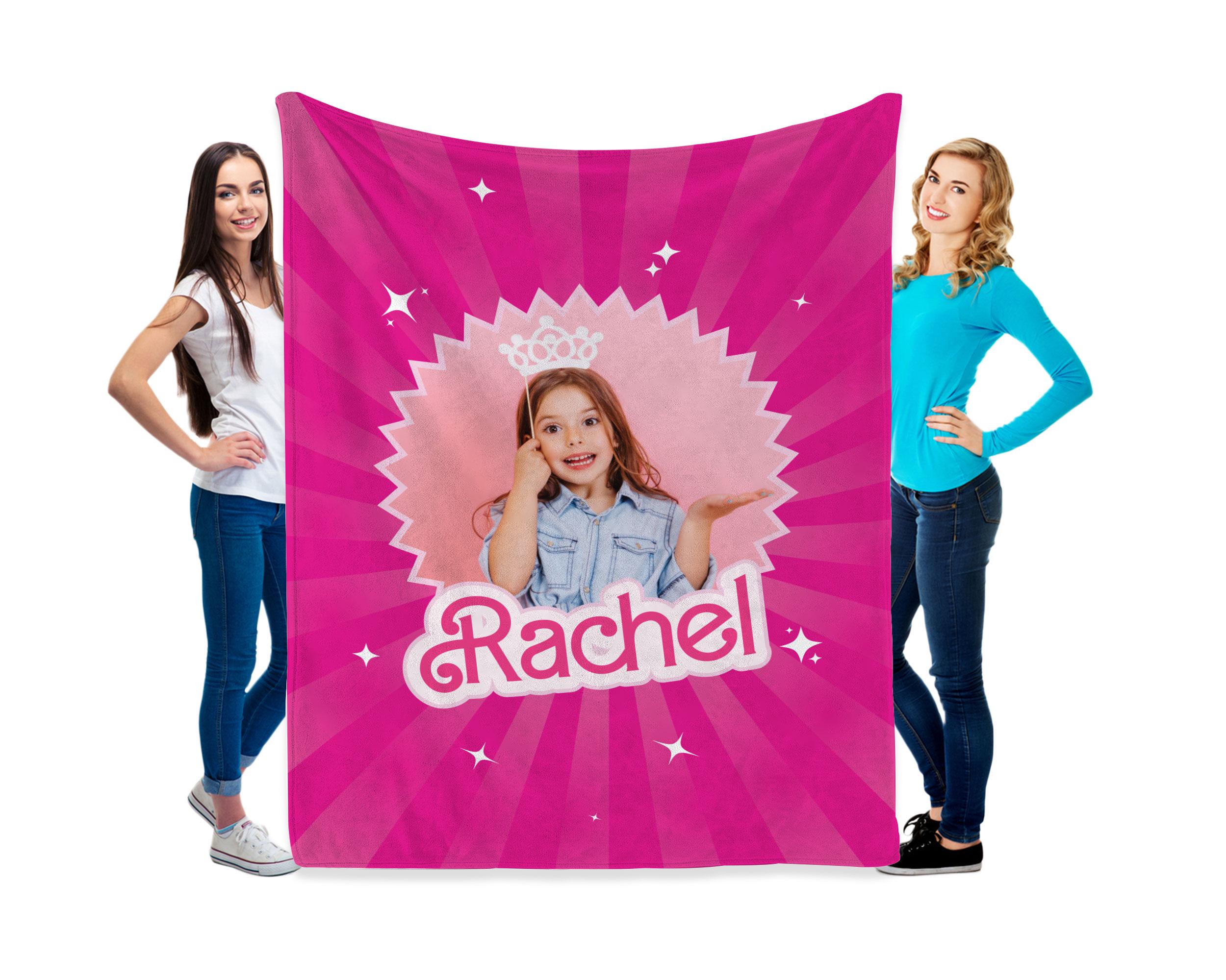 Custom Pink Kids Blanket | Blanket With a Photo | Let's Go Party Birthday Gift