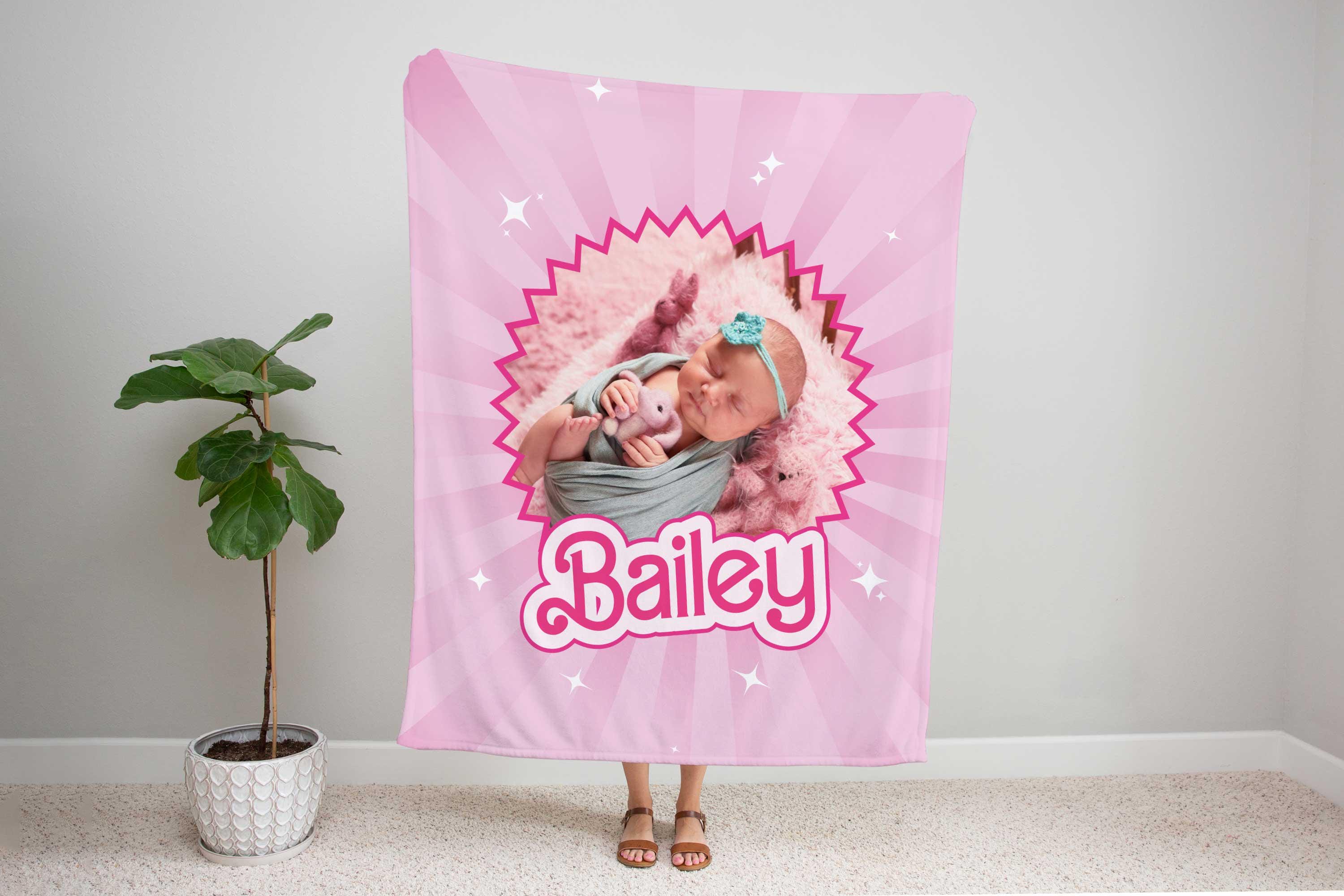 Custom Pink Kids Blanket | Blanket With a Photo | Let's Go Party Birthday Gift