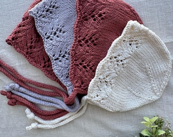 Handmade Cotton Knit Baby Bonnet: Soft Newborn Hat, Vintage Style