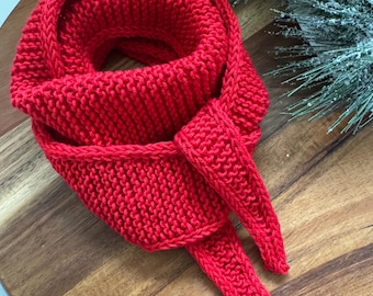 Hand Knit Skinny Scarf, Cotton Sophie Scarf, Red Neck Scarf, Minimalist Women Scarf, Valentine Gift for Her