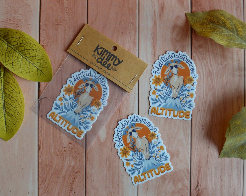 Motivational Goat Sticker: Attitude Determines Altitude, Waterproof ...