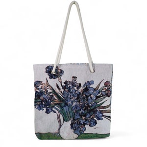Doppelseitige Tapisserie-Umhängetasche, umweltfreundliche handgefertigte Baumwolltasche mit Van Gogh Art, Einkaufstasche im Boho-Stil