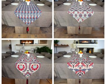 Tapestry Table Runner, Authentic Dinner Table Decoration, Gobelin Fabric with Ethnic Turkish Pattern, Elegant Party Decor, Boho Home Decor