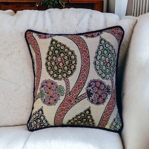 Gobelin Tapestry Throw Pillow Cover, Handcrafted Ethnic Pattern Pillowcase, Decorative Pillow Cover,  Authentic Turkish Style Cushion Cover