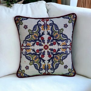 Gobelin Tapestry Throw Pillow Cover, Handcrafted Ethnic Pattern Pillowcase, Decorative Pillow Cover,  Authentic Turkish Style Cushion Cover