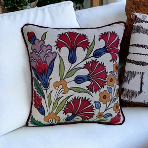 Gobelin Tapestry Throw Pillow Cover, Handcrafted Ethnic Pattern Pillowcase, Decorative Pillow Cover,  Authentic Turkish Style Cushion Cover