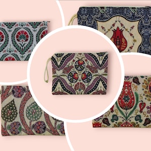Authentische Tapisserie Clutch Kilim Geldbörse, Türkisches Motiv Gobelin Reißverschluss Clutch, Kleine Handtasche, Einzigartige Muster Tapisserie Geldbörse, Tablet & Buch Tasche