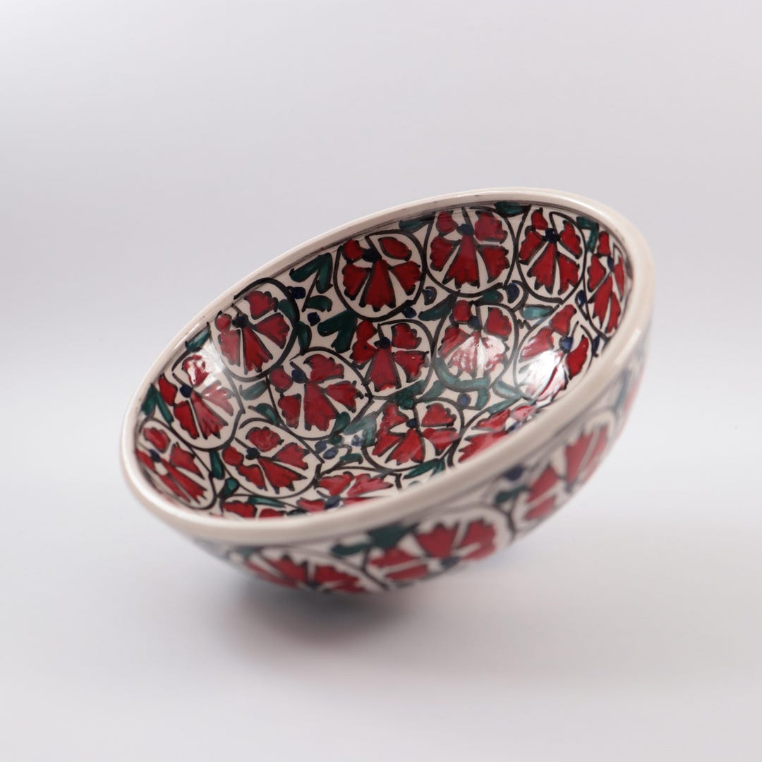 Floral Handpainted Ceramic Bowl, Anatolian Motif Serving Bowl, Floral ...