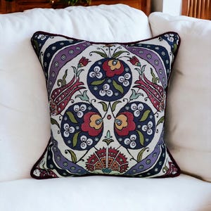 Gobelin Tapestry Throw Pillow Cover, Handcrafted Ethnic Pattern Pillowcase, Decorative Pillow Cover,  Authentic Turkish Style Cushion Cover