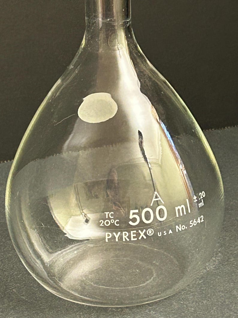 Pyrex Lab Flask Vintage Pyrex 500ml Volumetric Flask | Science Decor Bud Vase - Etsy