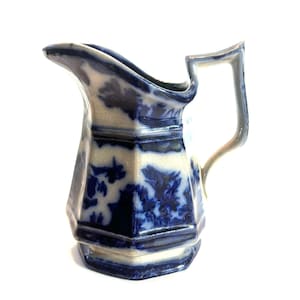 Authentic 19th Century J. Clementson Chusan Flow Blue Pitcher