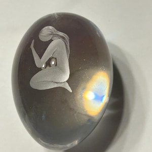 Vintage Ekenas of Sweden Woman Kneeling Glass Egg Paperweight