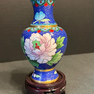 Vintage Chinese Cloisonné Vase with Stand