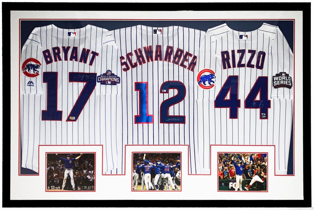 Kris Bryant Anthony Rizzo Kyle Schwarber 3x Signed Chicago Cubs