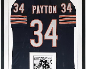 Walter Payton Signed Chicago Bears 8x10 Photo and Jersey - JSA COA Authenticated - Professionally Framed 34x42
