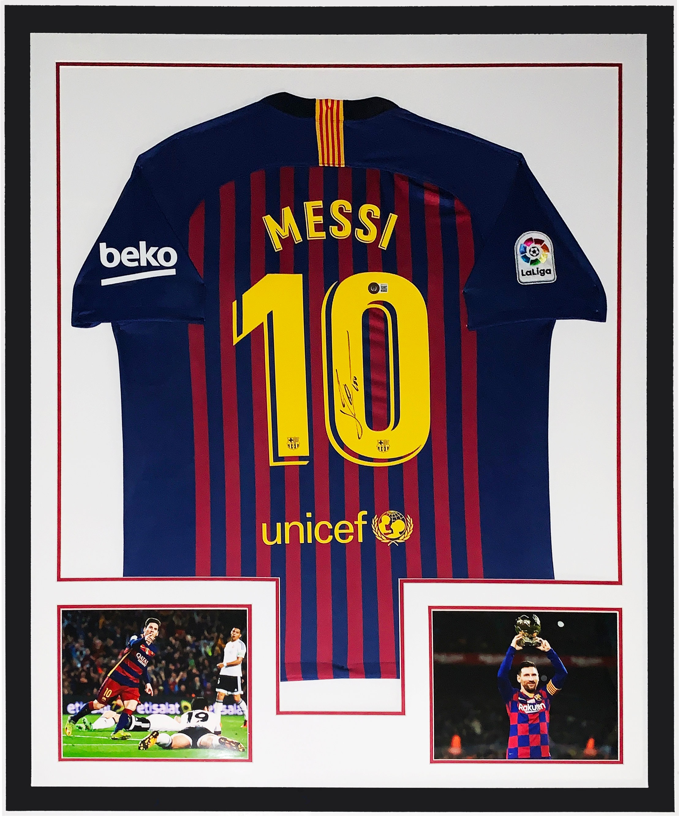 Lionel Messi Signed Authentic Nike FC Barcelona Jersey and Ballon D'or
