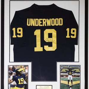 Bryce Underwood Signed Authentic Nike Michigan Wolverines Jersey & 1st Game Photo - JSA COA Authenticated - Professionally Framed and Plate