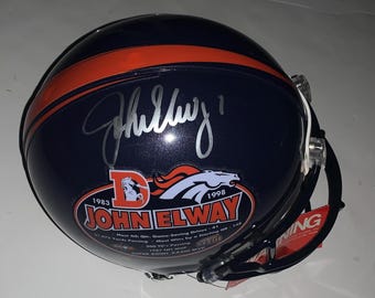 John Elway Signed Authentic Riddell Denver Broncos Full Size Helmet - Beckett BAS COA Authenticated