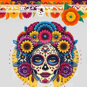 Woman Sugar Skull png, Flower Sugar Skull, Day of the Dead png, Dia de los Muertos png, Mexican Catrina, sublimate design, Instant Download