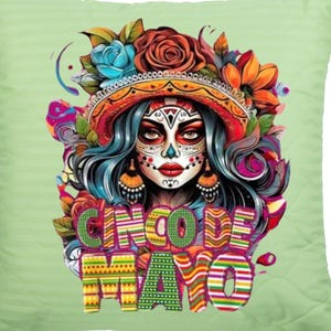 La Catrina Cinco De Mayo PNG, Day Of The Dead Png, Mexican Halloween png, Día de Los Muertos Chicano Png, Floral Sugar Skull PNG, Sublimate
