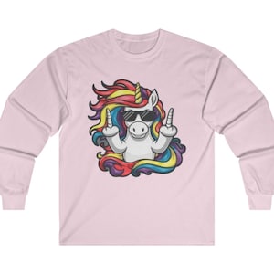 Fröhliches Regenbogen Einhorn Langarm Shirt, Buntes Einhorn Shirt, Wunderliches Regenbogen Shirt, Lustig und Süß T-Shirt, Fantasy Magisches Top