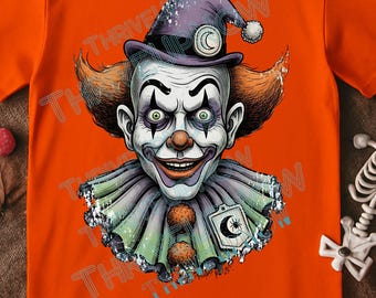 Spooky Halloween Clown PNG, Vintage Colorful Scary Clown PNG, Digital Download png, Sublimation PNG, Instant Download, Horror Retro Clown