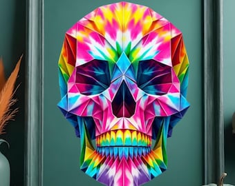 Psychedelic Skull png, Vibrant Color Skull png, Colorful Skeleton png, Skull png, Digital Download, Instant Download, Sublimate design