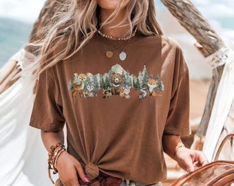 Watercolor Woodland Animals Comfort Colors® T-Shirt | Forest Scene Tee