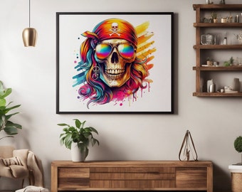 Vintage Skull Pirate png, Retro Skull Pirate png, Digital Download png, sublimate design, Instant Download, Pirate png,