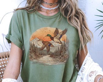 Vintage Mallard Duck Tee Comfort Colors® Retro 90s Duck Lover Shirt Mallard Duck Shirt Woodland Animal Duck T-shirt Unisex Cottagecore Tee