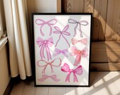 Pink Bows Baby Shower Print: Coquette Nursery Decor (Digital Download)